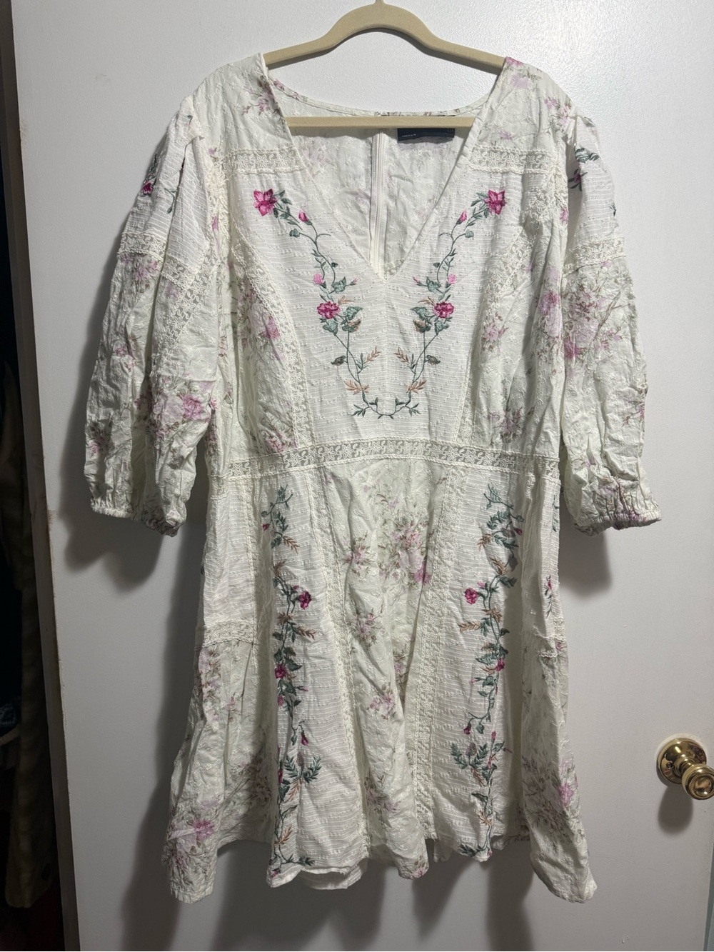 ASOS Curve White Floral Embroidered Mini Dress